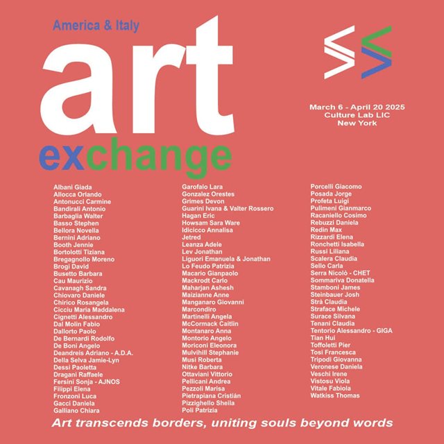 Elenco degli artisti di Art Exchange, America & Italy, Culture Lab LIC, New York, 6 marzo – 20 aprile 2025, tra cui Manganaro Giovanni