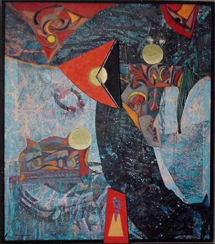 Composizione, 2001, tecnica mista su legno