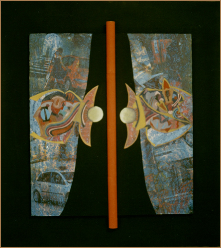 Composizione, 2002, tecnica mista su legno