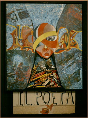 Il poeta, 2002, tecnica mista su legno