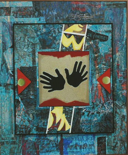 Le mie mani, 2002, tecnica mista su legno