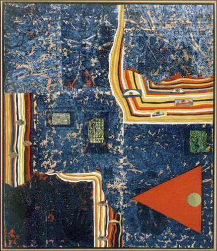 Voltaire nel computer, 2001, tecnica mista su legno